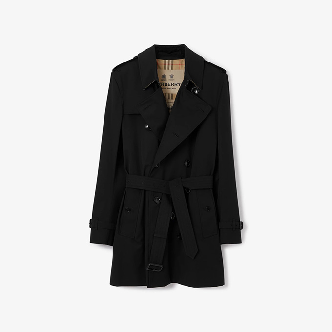 burberry kensington heritage short gabardine trench coat